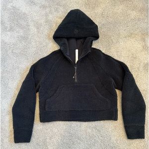 Lululemon Scuba Cropped Fleece/Sherpa Hooded Half-Zip Black XS/S NWOT